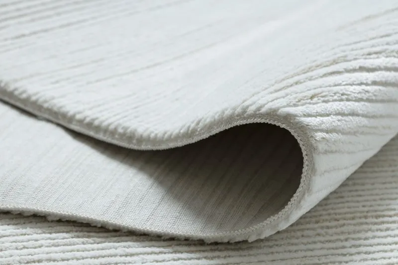 Moderner Teppich DUKE 51376 creme - Streifen, strukturiert, sehr weich, Fransen