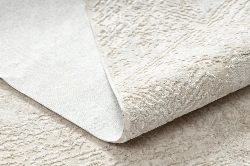 Moderner Teppich DUKE 51541 creme - Geometrisch, strukturiert, sehr weich, Fransen