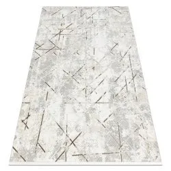 Moderner Teppich DUKE creme / gold - Geometrisch, vintage strukturiert, sehr weich, Fransen