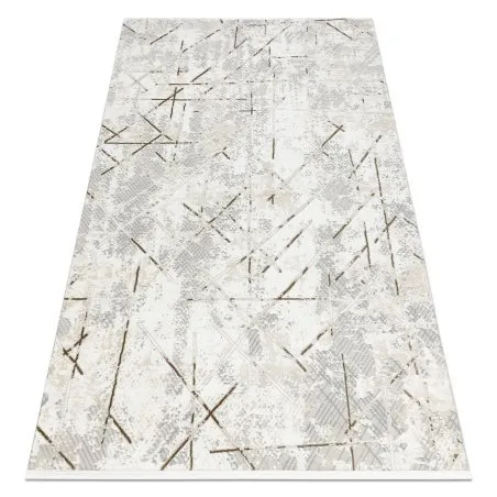 Moderner Teppich DUKE 51393 creme / gold - Geometrisch, vintage strukturiert, sehr weich, Fransen