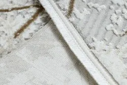 Moderner Teppich DUKE 51393 creme / gold - Geometrisch, vintage strukturiert, sehr weich, Fransen