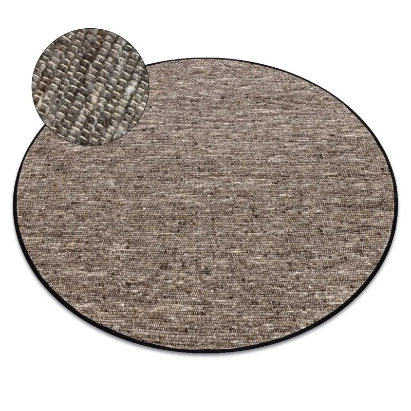 NEPAL 2100 Kreis Teppich stone, grau – Wolle, doppelseitig, natur