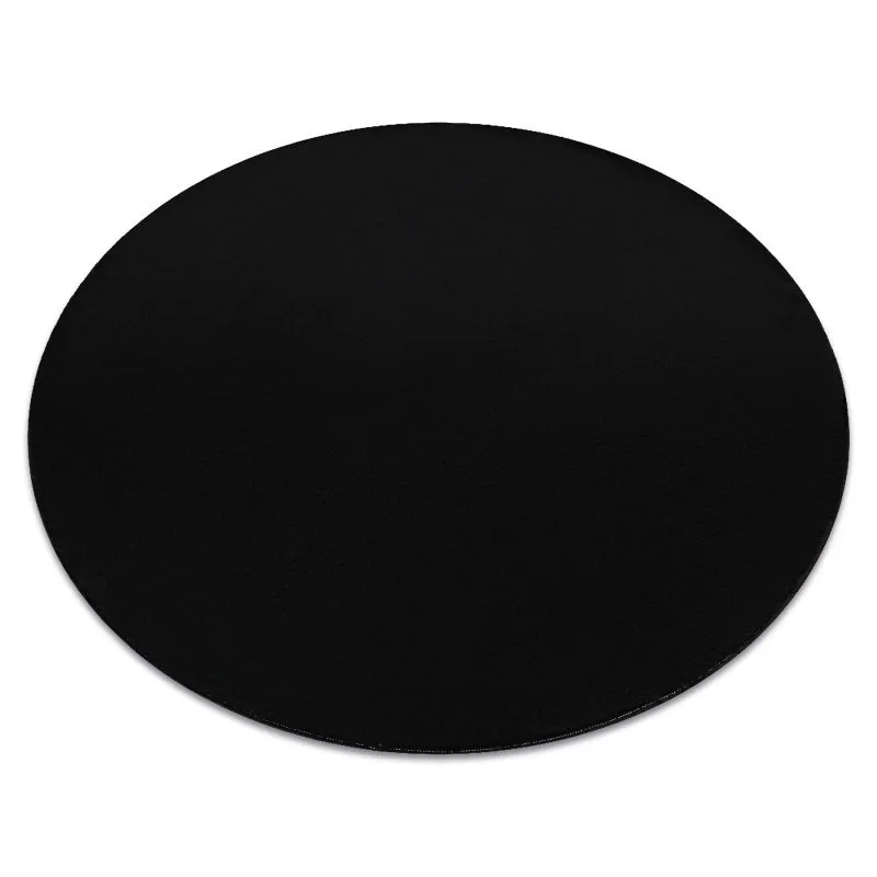 Modern Waschteppich LINDO Kreis Schwarz, rutschfest, zottelig