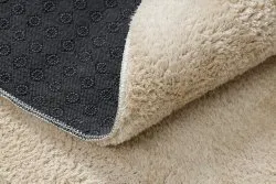 Modern Waschteppich LINDO Kreis beige, rutschfest, zottelig
