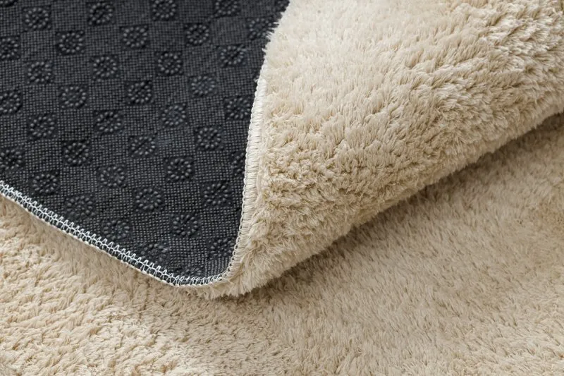 Modern Waschteppich LINDO Kreis beige, rutschfest, zottelig