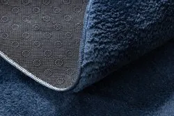 Modern Waschteppich LINDO Kreis dunkelblau, rutschfest, zottelig