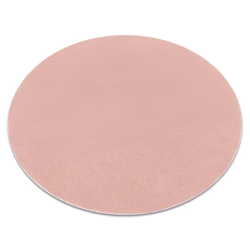 Modern Waschteppich LINDO Kreis rosa, rutschfest, zottelig