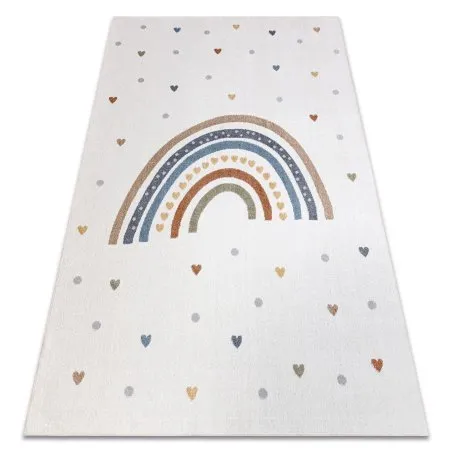 Teppich BONO 8302 Regenbogen, Herzen creme/braun