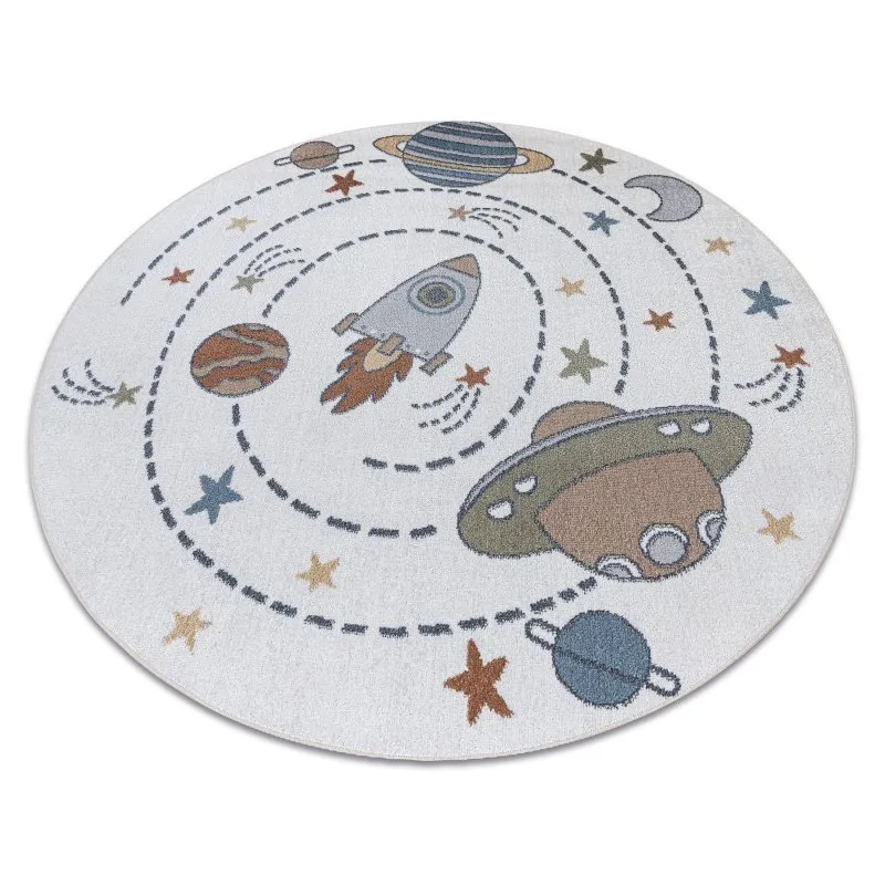 Teppich BONO 8288 Kreis Raum, Planeten creme / anthrazit