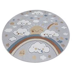 Teppich BONO Kreis Wolken, Himmel, hellgrau / Creme