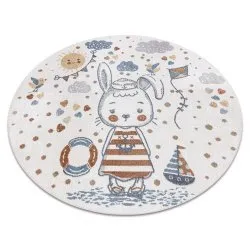 Teppich BONO Kreis Hase Matrose Creme / Blau