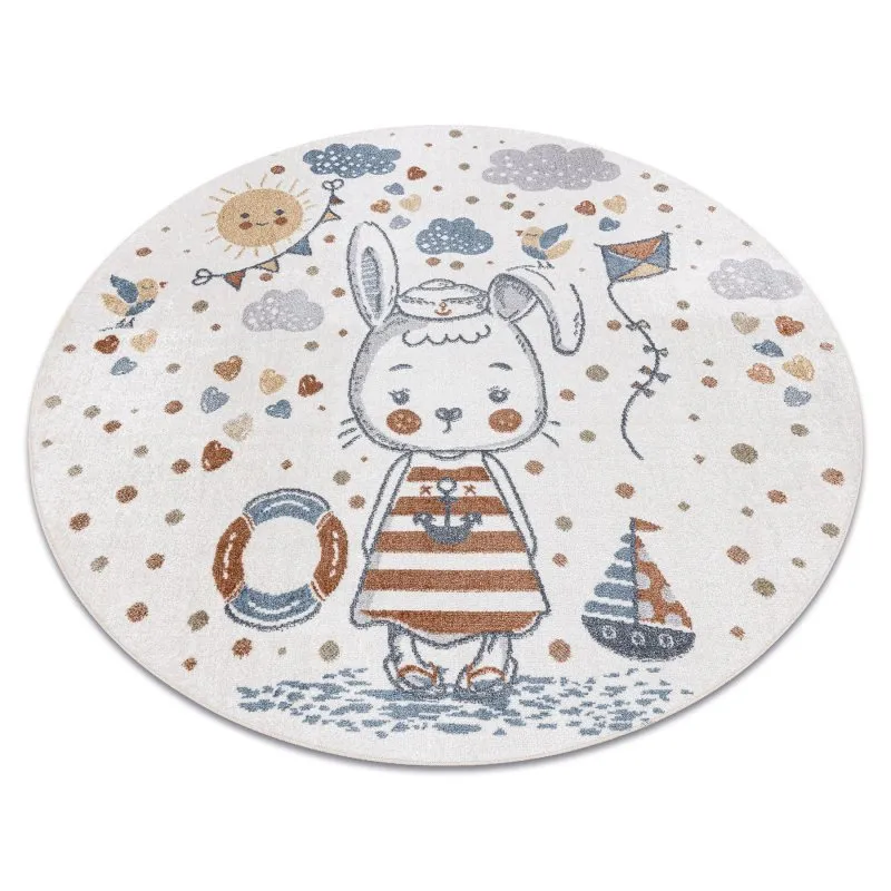 Teppich BONO 8441 Kreis Hase Matrose Creme / Blau