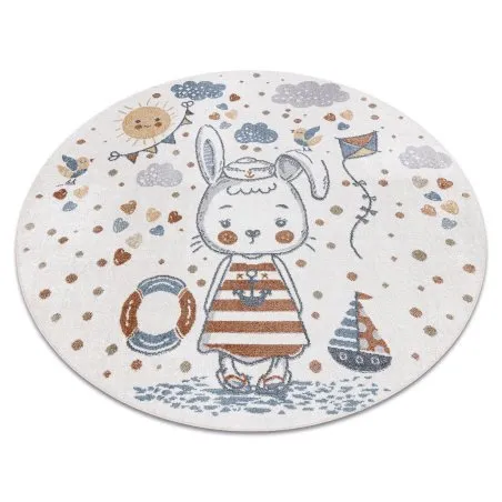Teppich BONO 8441 Kreis Hase Matrose Creme / Blau
