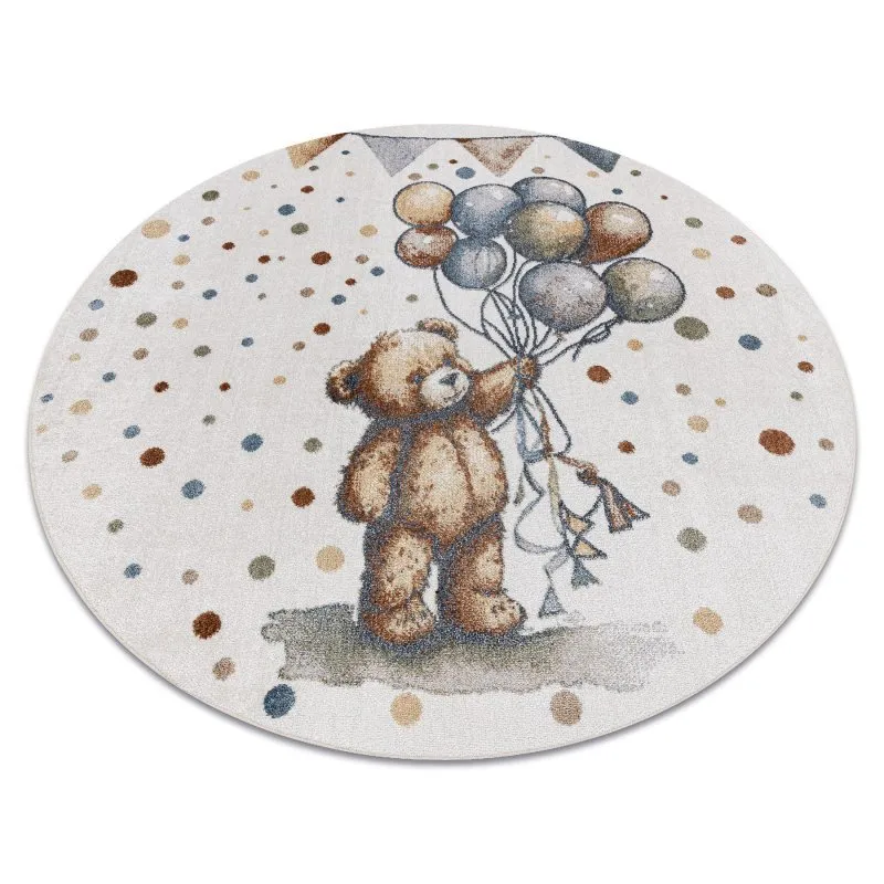 Teppich BONO 9614 Kreis Tragen, Luftballons Creme / hellgrau