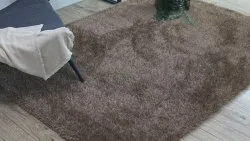 Teppich BUENOS 6650 shaggy schlicht, einfarbig dunkelbeige