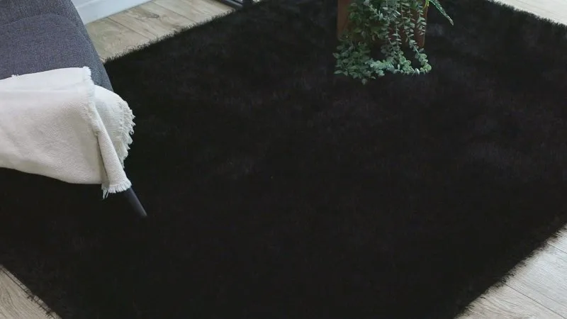 Teppich BUENOS 6649 shaggy schlicht, einfarbig schwarz