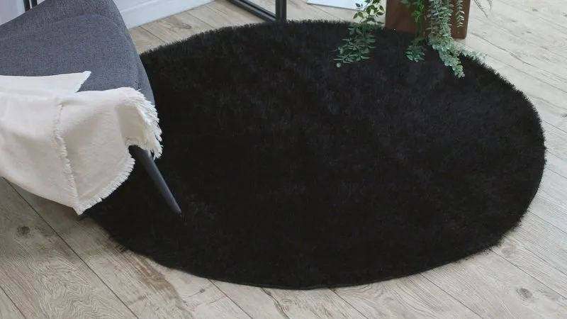 Teppich BUENOS Kreis 6649 shaggy schlicht, einfarbig schwarz