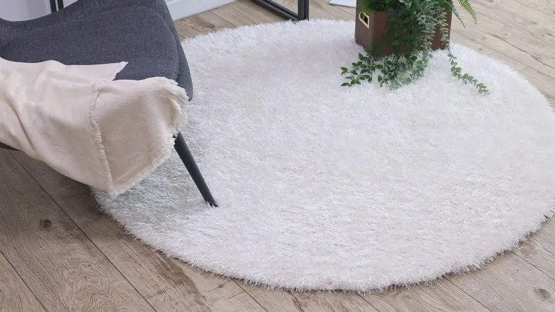 Teppich BUENOS Kreis 7001 shaggy schlicht, einfarbig weiß
