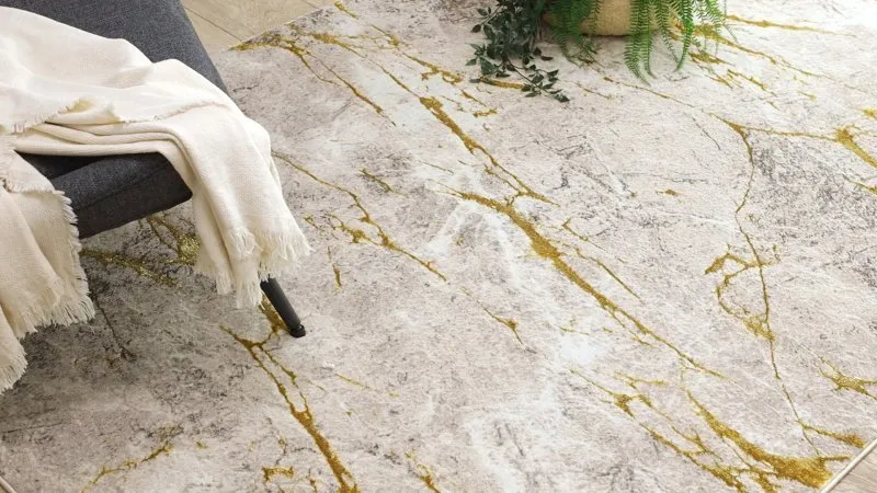 BLISS Z197AZ147 Teppich dunkelbeige / gold – Marmor, modern, strukturell