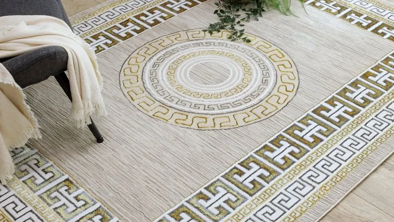 BLISS Z205AZ127 Teppich creme / gold – Rahmen, griechisch, modern, strukturell