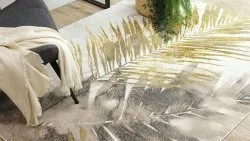 BLISS Z216AZ137 Teppich creme / gold – Palmenblätter, modern, strukturell