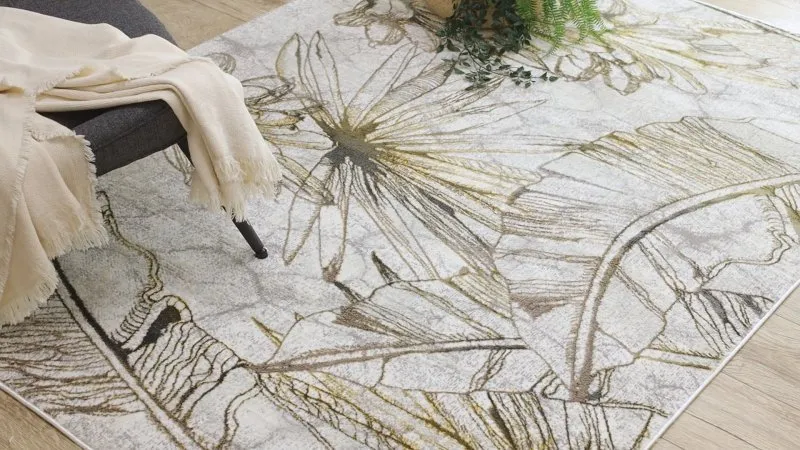 BLISS Z218AZ237 Teppich creme / gold – Blumen, modern, strukturell
