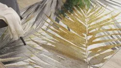 BLISS Z217AZ276 Teppich gold / grau – Palmenblätter, modern, strukturell