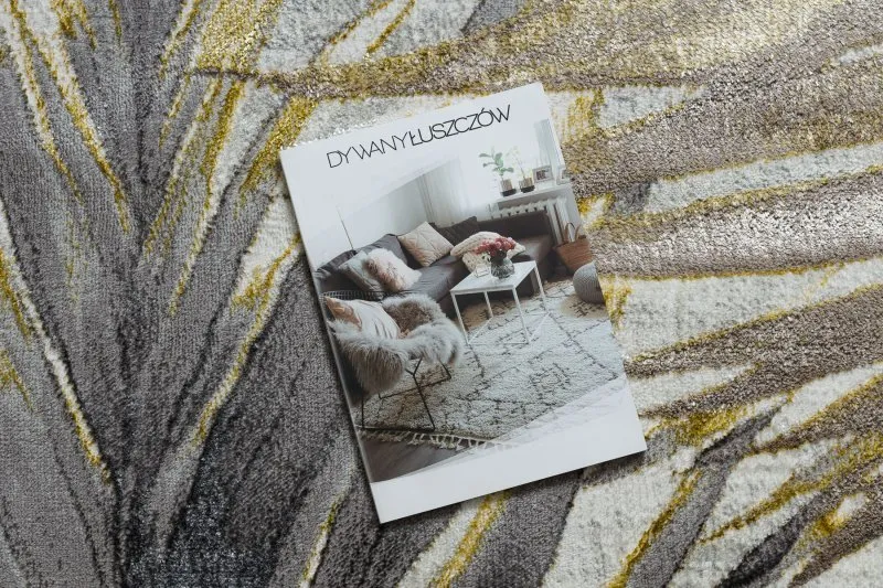 BLISS Z217AZ276 Teppich gold / grau – Palmenblätter, modern, strukturell