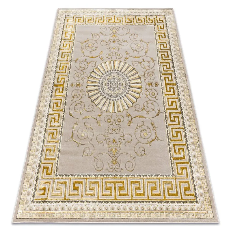 BLISS Z160AZ147 Teppich dunkelbeige / gold – Rahmen, griechisch, Exklusiv, strukturell