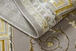 BLISS Z160AZ147 Teppich dunkelbeige / gold – Rahmen, griechisch, Exklusiv, strukturell