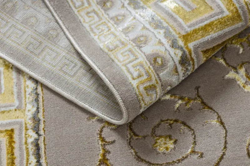 BLISS Z160AZ147 Teppich dunkelbeige / gold – Rahmen, griechisch, Exklusiv, strukturell