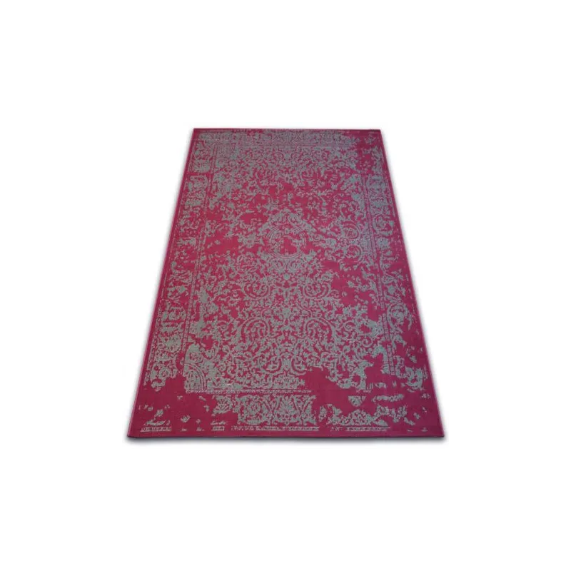 Klassischer Teppich in Bordeaux und Grau mit Rosettenmuster, ideal für elegante Räume