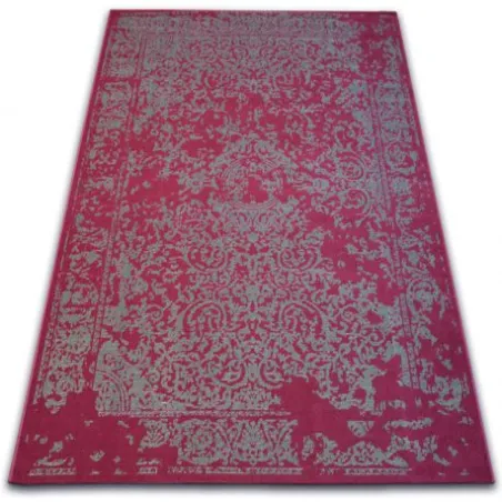 Klassischer Teppich in Bordeaux und Grau mit Rosettenmuster, ideal für elegante Räume