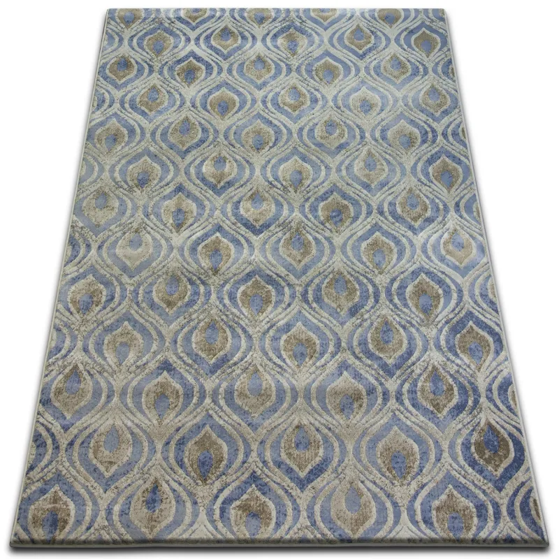 Teppich DROP JASMINE 030 in Hellblau und Rauch, moderner Teppich für stilvolle Räume