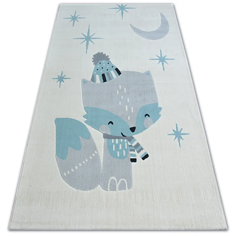 Moderner Teppich mit Fuchs-Motiv in Creme, ideal für das Kinderzimmer