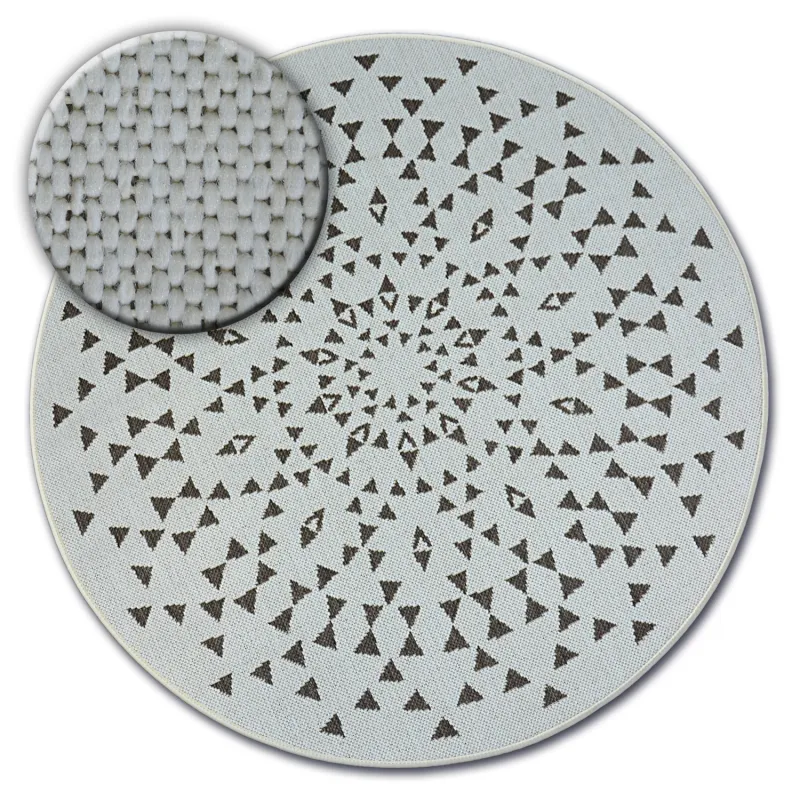Runder Teppich aus Sisal mit buntem Glasdesign, ideal für moderne Räume