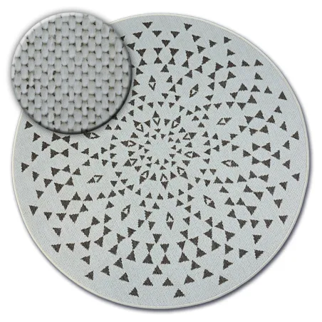 Runder Teppich aus Sisal mit buntem Glasdesign, ideal für moderne Räume