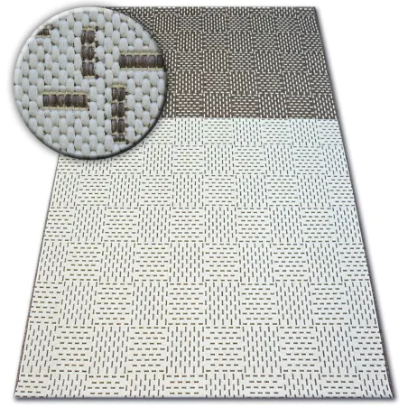 Zweifarbiger Sisal Teppich in Creme und Braun, umweltfreundliches Material