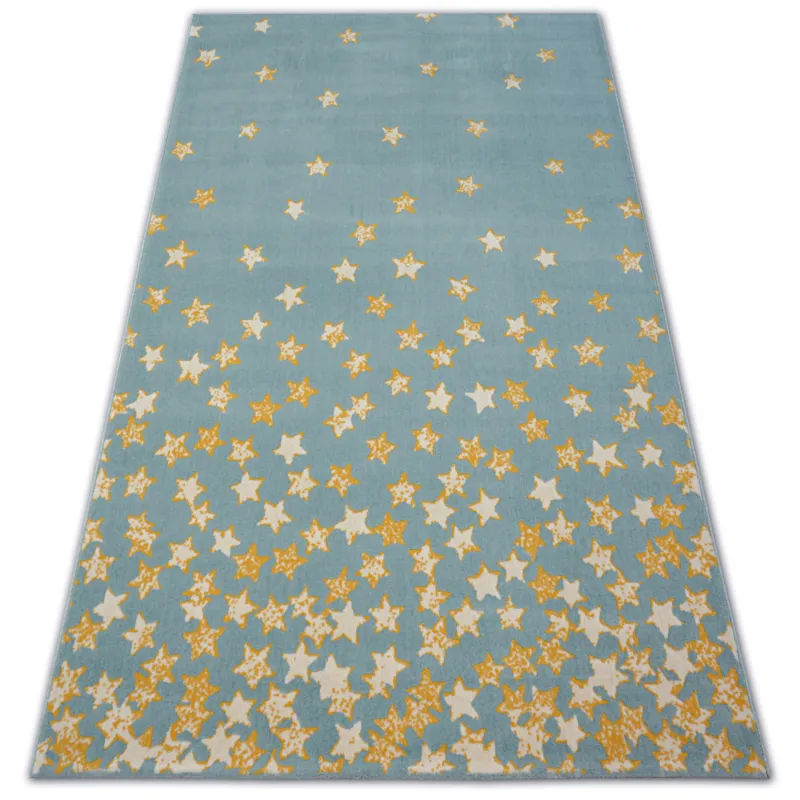 Moderne Teppich mit türkisfarbenen Sternen, gold und creme Farbton