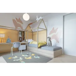 Moderner Teppich in sanften Pastellfarben, ideal für das Kinderzimmer oder Wohnzimmer