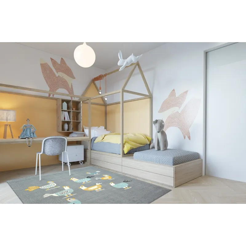 Moderner Teppich in sanften Pastellfarben, ideal für das Kinderzimmer oder Wohnzimmer