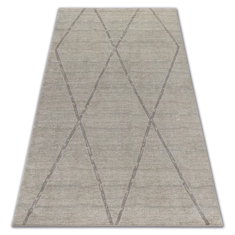 Ethno rhombus Teppich in creme und hellbraun, moderner Teppich für Wohnzimmer