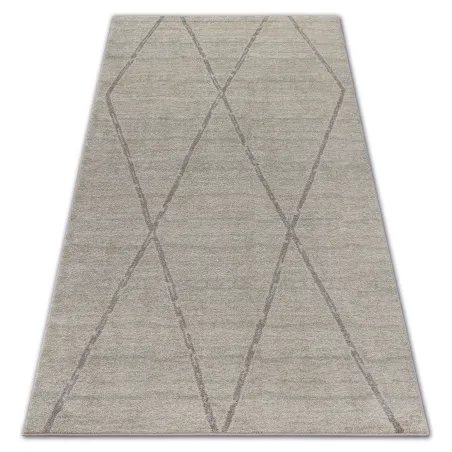 Ethno rhombus Teppich in creme und hellbraun, moderner Teppich für Wohnzimmer
