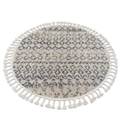 Teppich BERBER AGADIR Kreis sahne / grau Franse berber marokkanisch shaggy