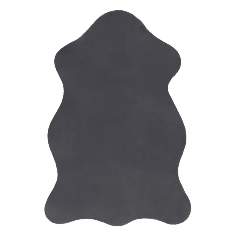 Teppich in grau mit Kaninchenfell-Imitation, moderner Teppich für jeden Raum
