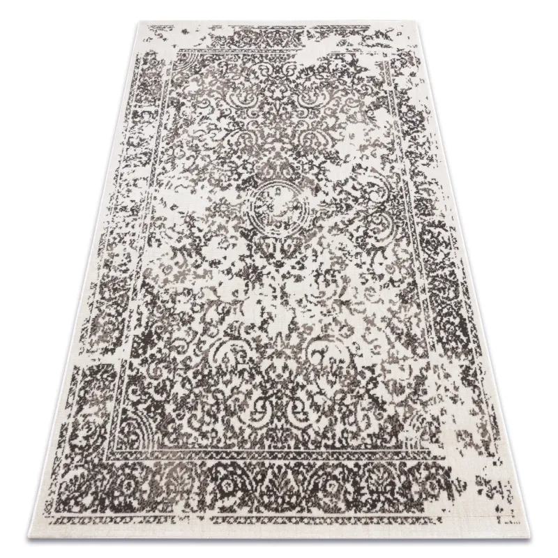 Beiger Vintage Teppich mit klassischem Rosettenmuster, ideal für Wohnzimmer