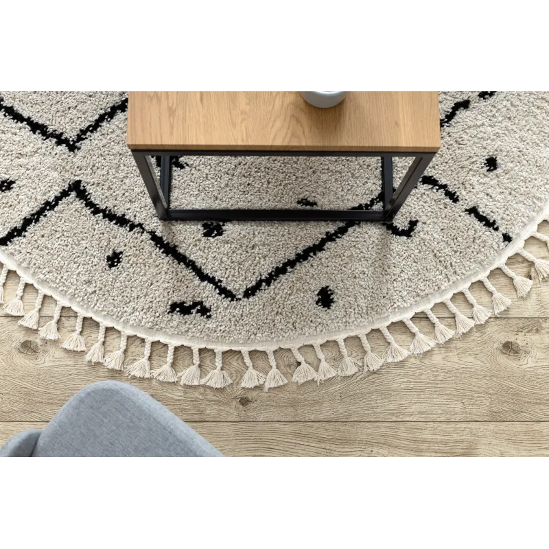 Beige Zickzack Teppich, stilvolles Wohnaccessoire, shaggy