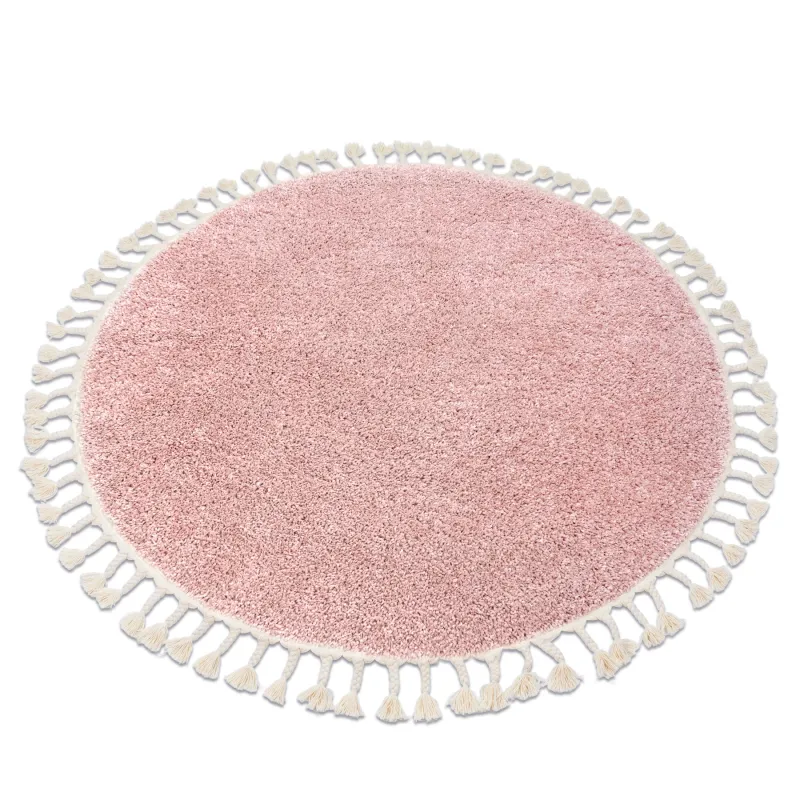 Teppich BERBER 9000 Kreis rosa Berber-Fransen marokkanisch shaggy