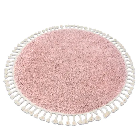 Teppich BERBER 9000 Kreis rosa Berber-Fransen marokkanisch shaggy