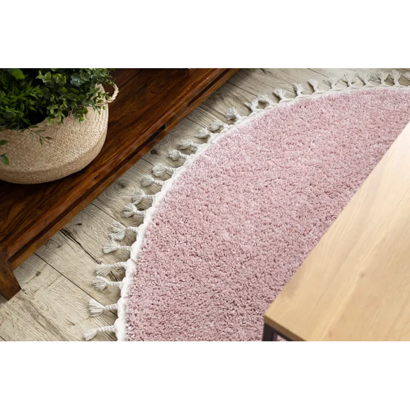 Teppich BERBER 9000 Kreis rosa Berber-Fransen marokkanisch shaggy